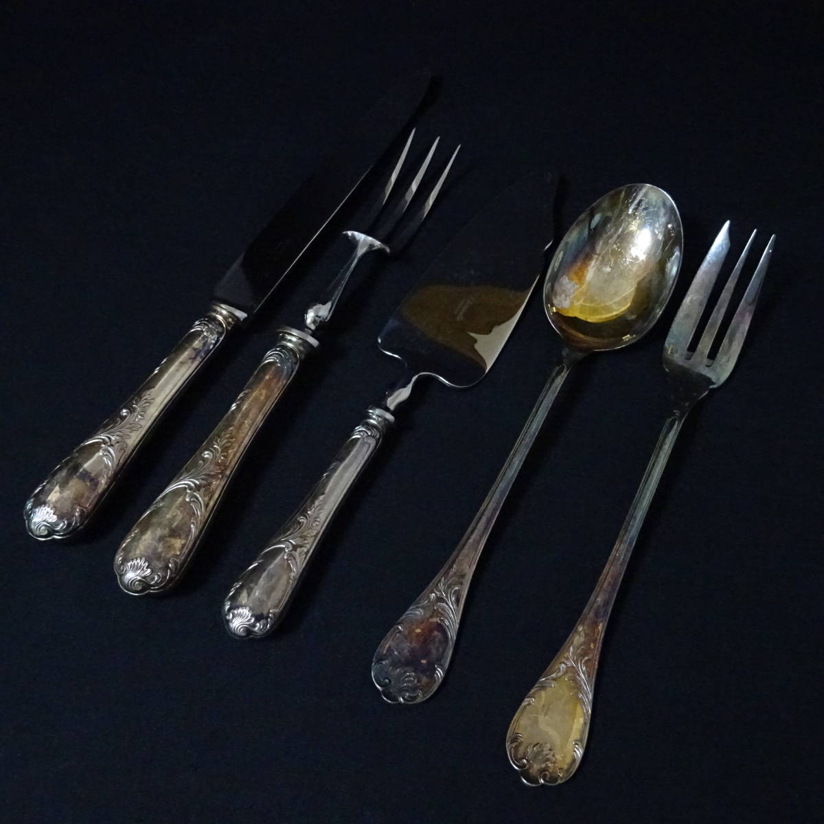高岡銅器 茶托 鍛金製 : - 西村義光作 義光作 西村義光 小判型 5客