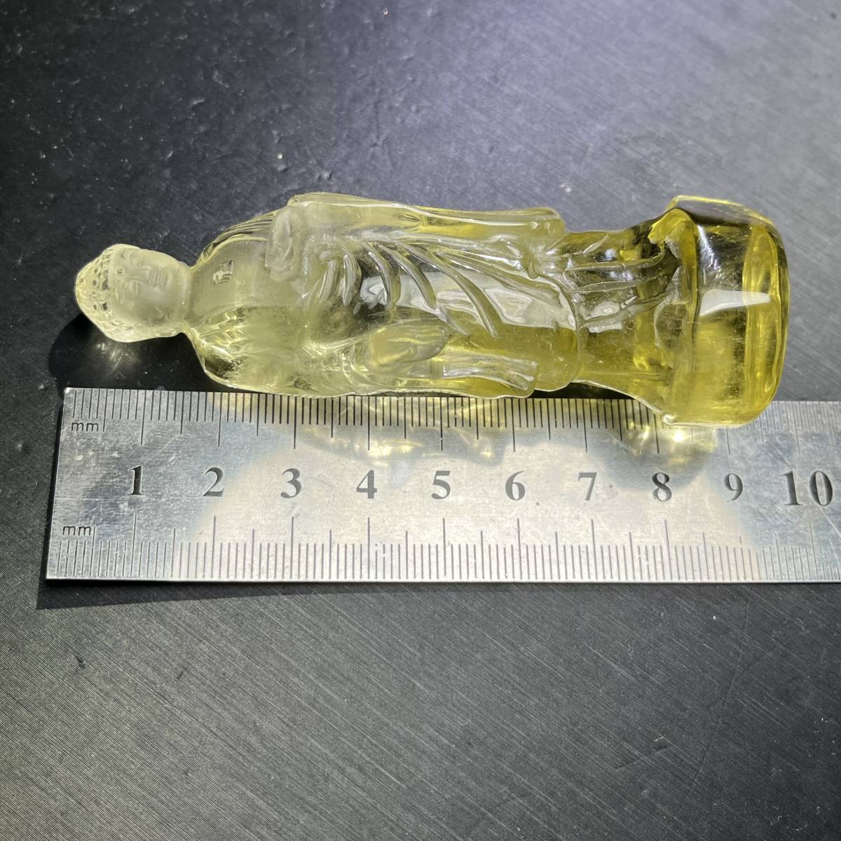 天然石 シトリン 水晶 虚空蔵菩薩精 彫刻 置物 水晶 天然石 シトリン