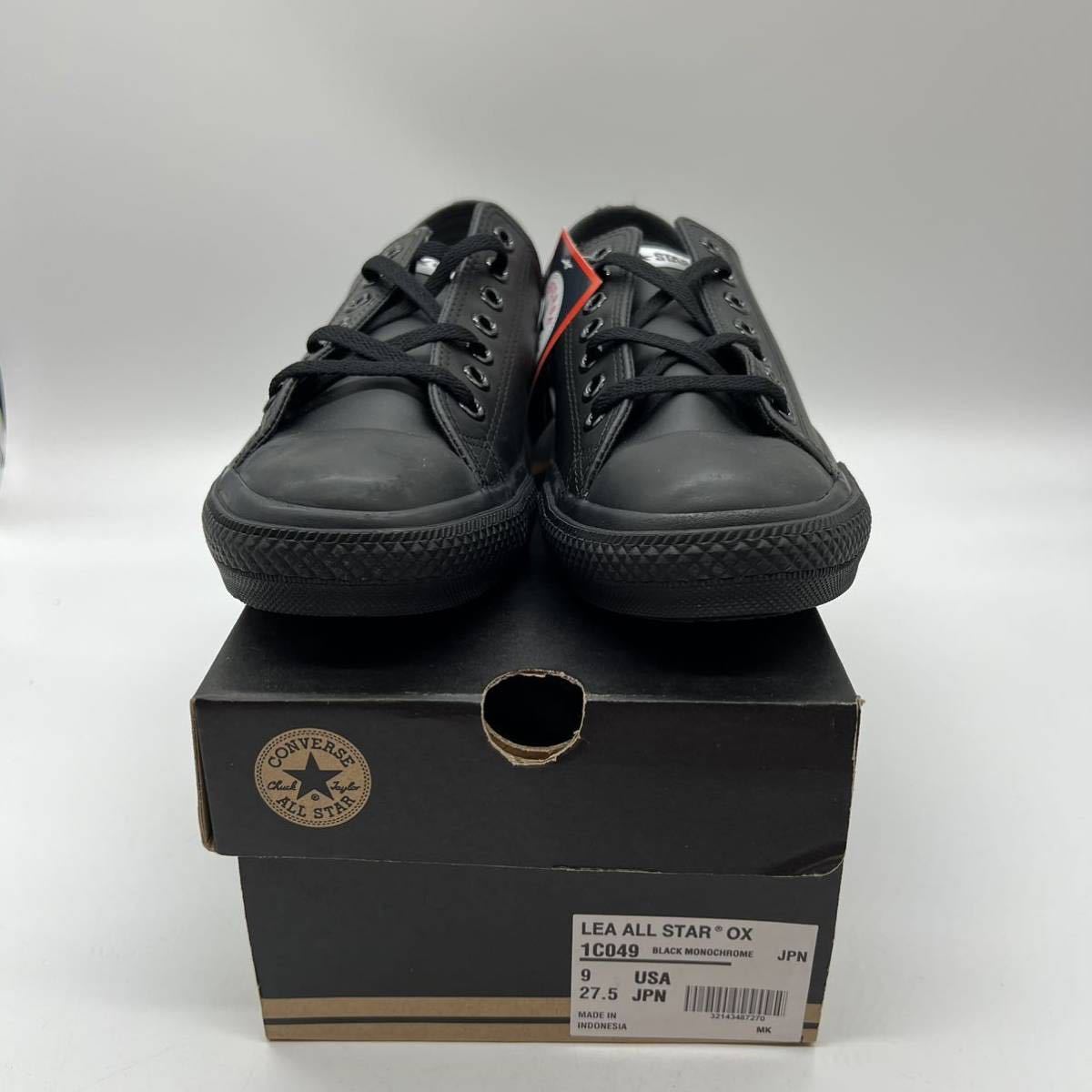 27.5cm】新品 CONVERSE LEA ALL STAR OX BLACK コンバース レザー 