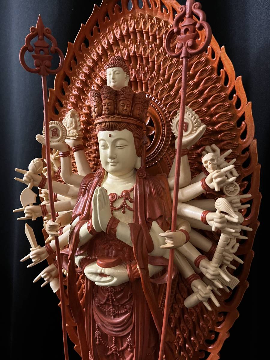 高39cm 井波彫刻 仏教工芸品 楠材製 極上彫 木彫仏像 倶利伽羅不動明王立像