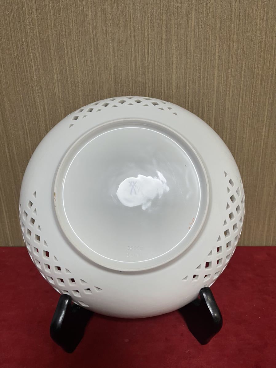 Meissen オールド マイセン 飾り皿 透かし プレート 金彩 花柄 網目