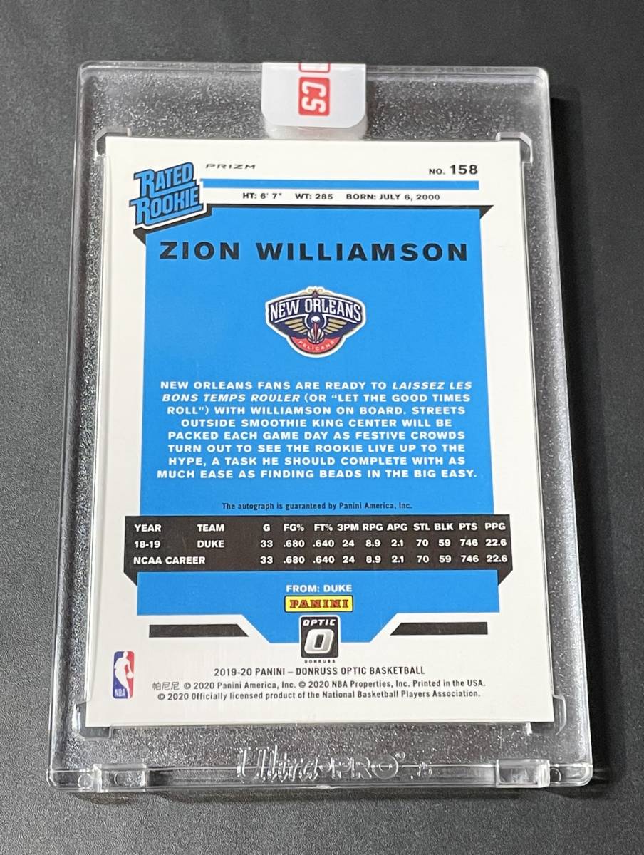 Zion Williamson 2019-20 Panini Donruss Optic Rated Rookie Auto 