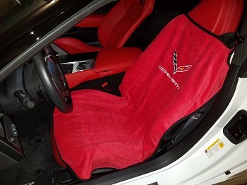 コルベット C7 シボレー for 2014-2019 気分は シボレー コルベット C7 Z06 Z51 スティングレイ グランスポーツ タオル地シートカバー ロゴ入 ＧＭオフィシャル 洗濯可 シ－ト保護 