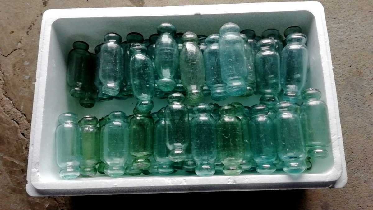 浮き玉 浮き球 シリンダー シリンダー型 戦前☆ガラス球☆大きな浮き玉 