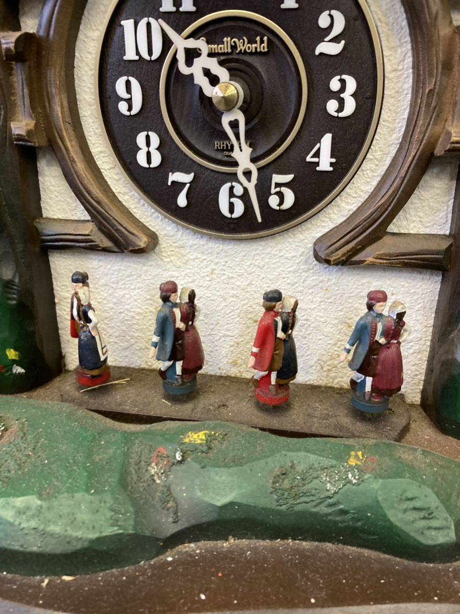 家電 リズム時計 からくり時計 置きログハウス レトロ アンティーク  