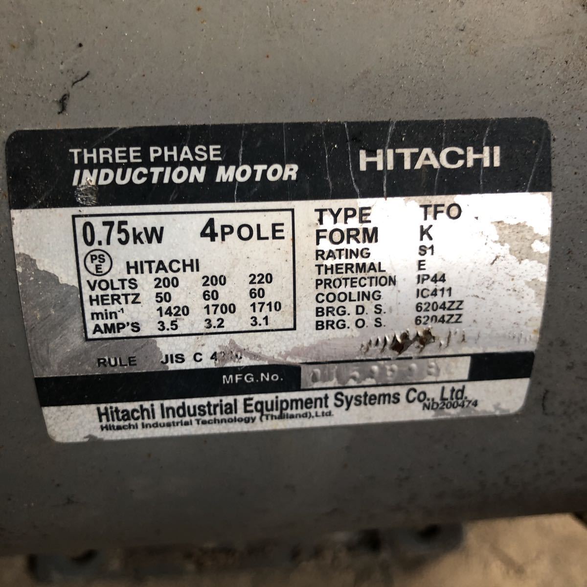 TFO-K 4P 0.75kW Hitachi HITACHI 日立産機システム Motor | 0.75kw 4