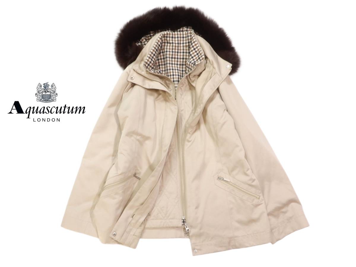 Aquascutum アクアスキュータム フォックスファー フード付き 
