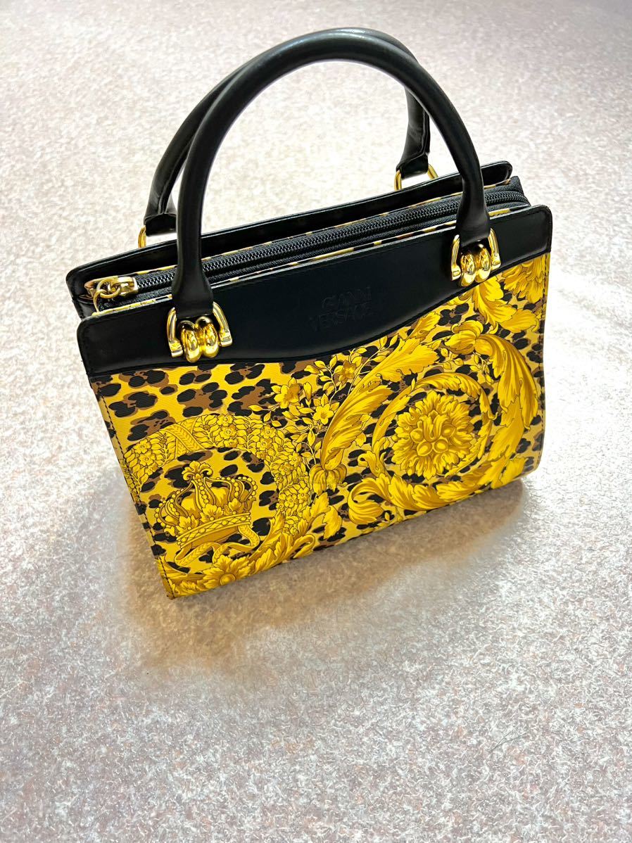 ◇GIANNI VERSACE ヴェルサーチ ハンドバッグ レオパード バロック