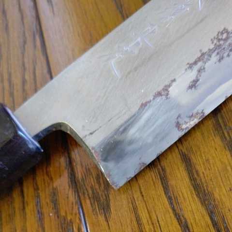 東源正虎 青鋼 和包丁 長い保管による表面上の錆びがあります♪ 源正守