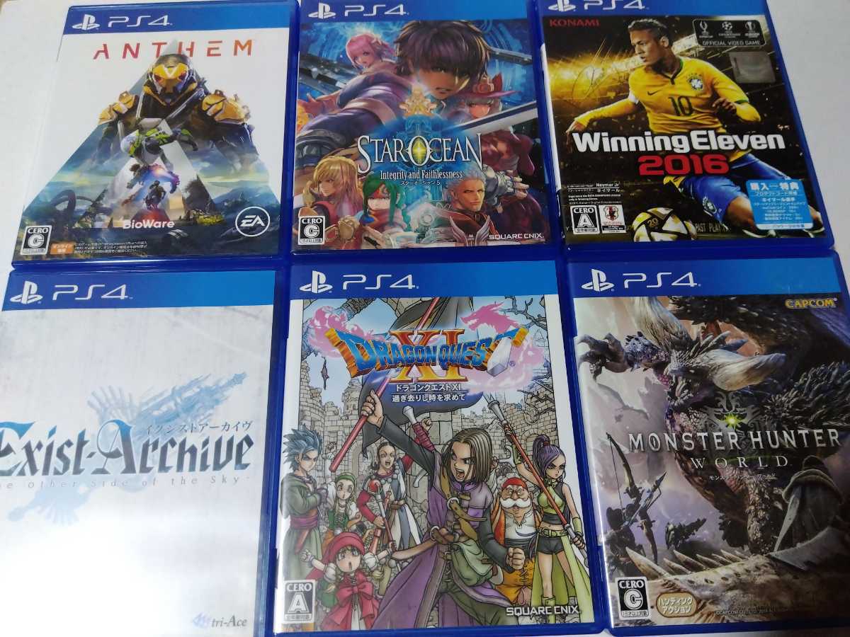 PS4 人気 ソフト 6本セット ドラゴンクエスト11 スターオーシャン イグジストアーカイヴ アンセム モンハン ウイイレ