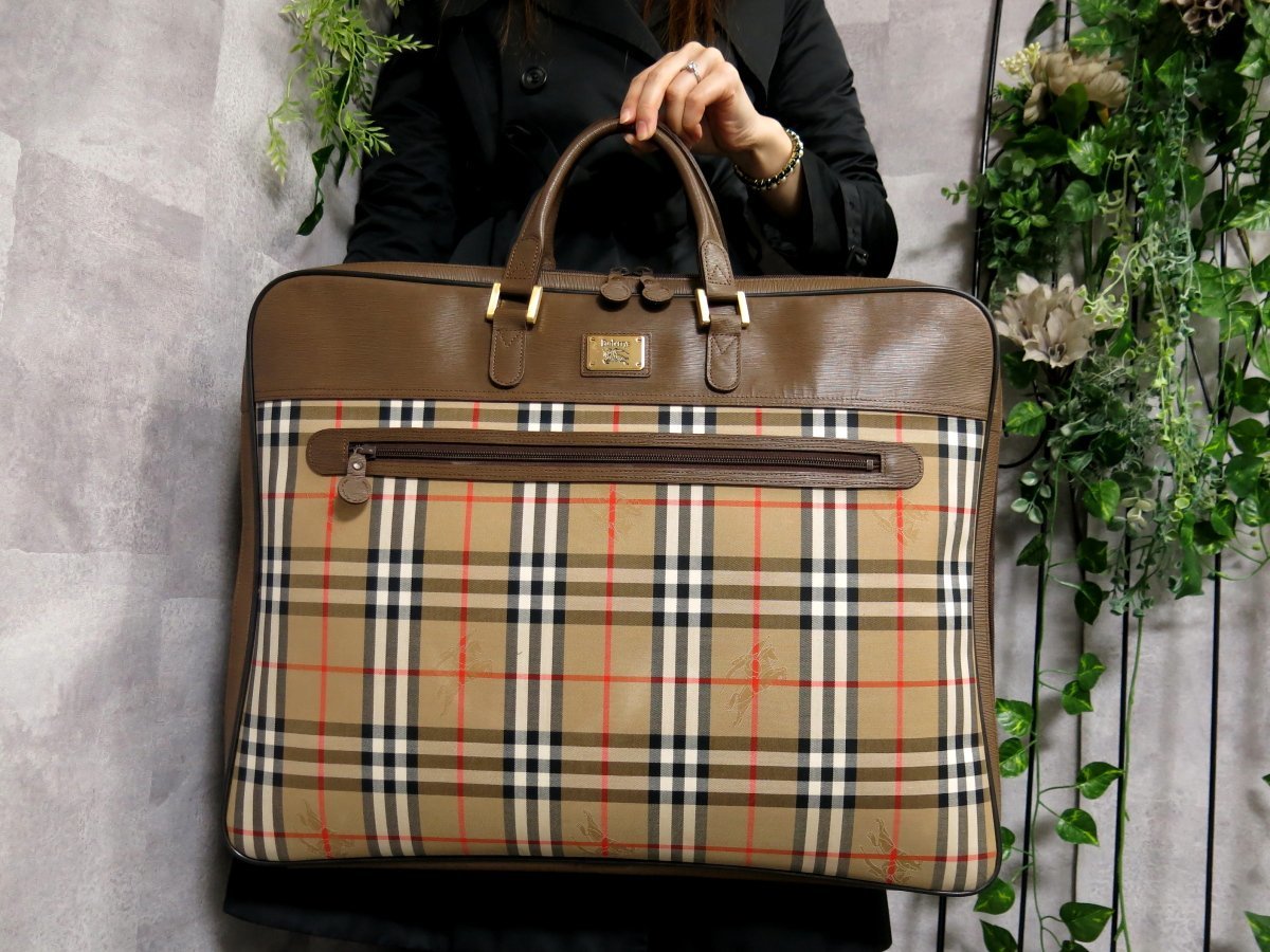 ○超美品○BURBERRY バーバリー○ノバチェック○キャンバス カーフ