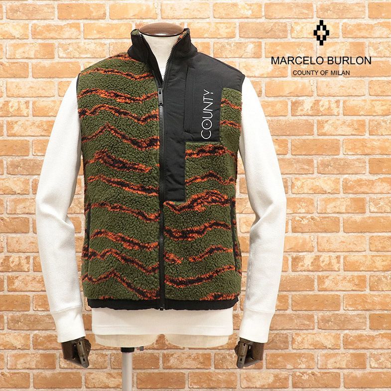 セール，送料無料 1円/21AW/MARCELO BURLON/Lサイズ/ボア ベスト CMEA169F21FAB0015620 ALL OVER CAMOU PILE ZIP VEST ジレ /カーキ/fb846/(Lサイズ)｜売買されたオークション情報、yahooの商品情報をアーカイブ公開 - オークファン Lサイズ