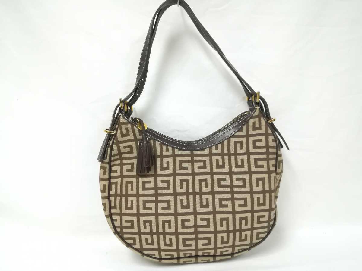 GIVENCHY ジバンシィ ショルダーバッグ ロゴ 総柄 ジャガード ハンドバッグ ベージュ バッグ 1206