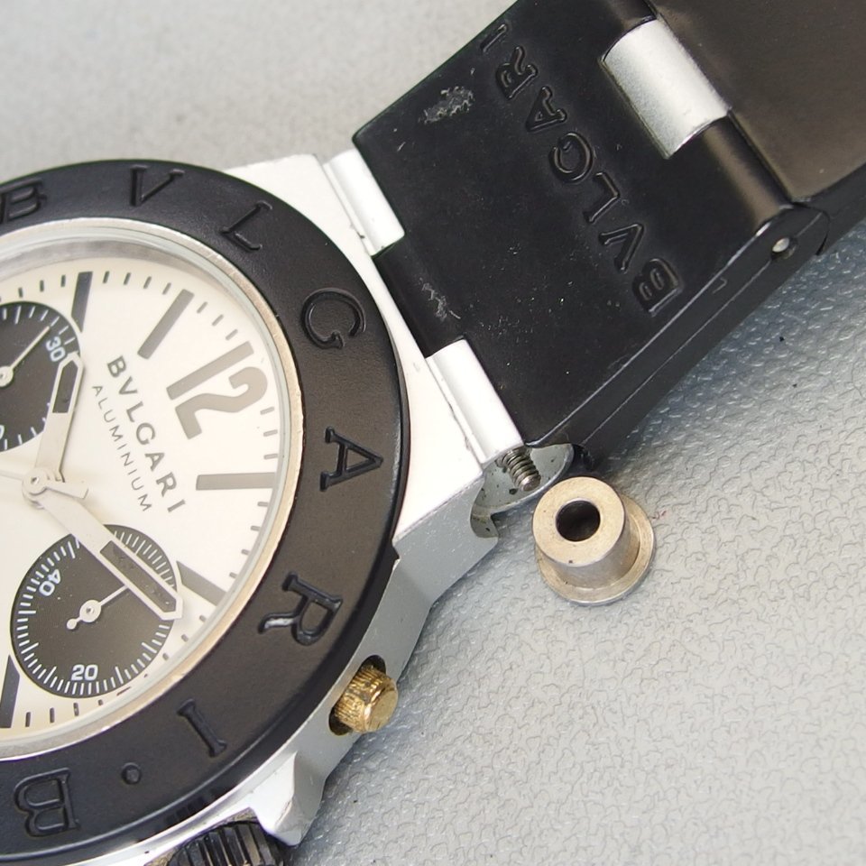 ジャンク BVLGARI ブルガリ Aluminium AC38TA QZ アルミ/ラバー クロノ