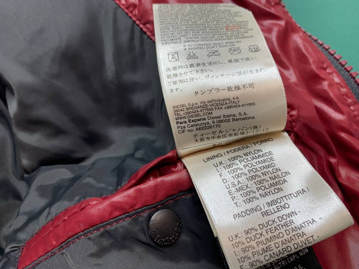 □DIESEL □ディーゼル □ダウン ジャケット □サイズL □レッド