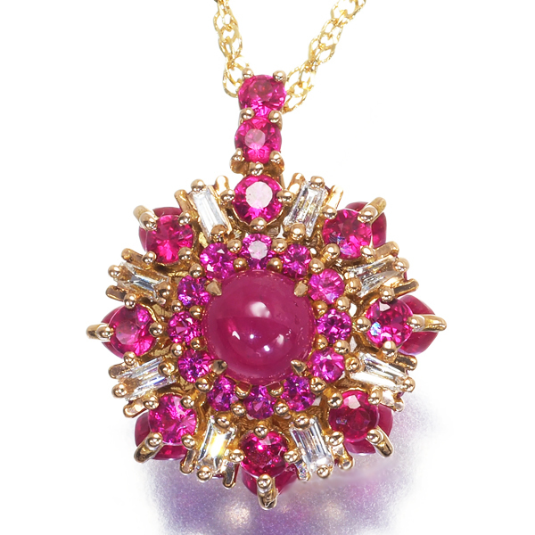 GSTV ネックレス ルビー 0.90ct ピンクサファイア 0.20ct ダイヤ  