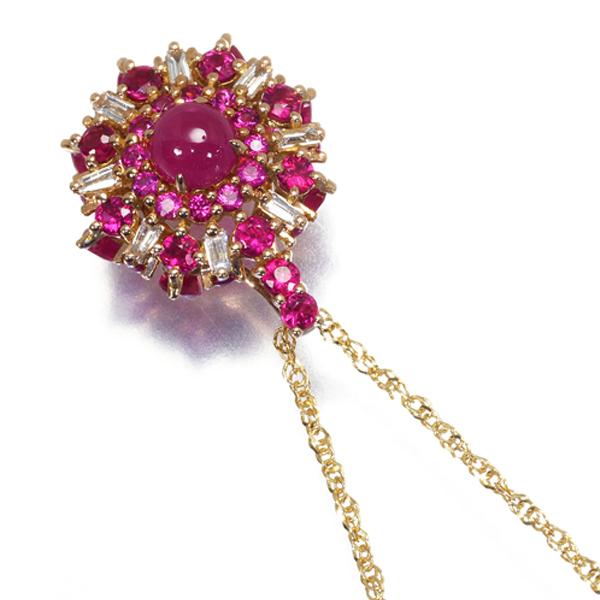 GSTV ネックレス ルビー 0.90ct ピンクサファイア 0.20ct ダイヤ  