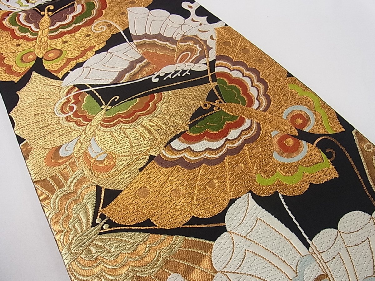 平和屋着物□西陣 河合美術織物謹製 六通柄袋帯 唐織 舞蝶