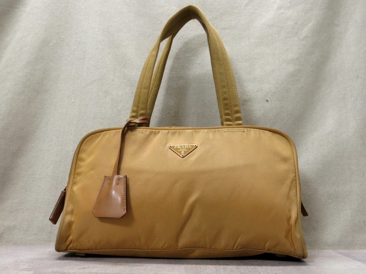 本物保証，人気セール PRADA プラダ ポコノ ナイロン カーフ レザー 本革 トート バッグ ベージュ ゴールド金具 イタリア製 肩掛け かばん Js31837(トートバッグ)｜売買されたオークション情報、yahooの商品情報をアー かばん、バッグ