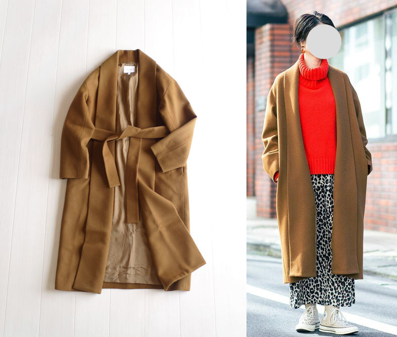 B&Y ユナイテッドアローズ 定価4，2万 ノーカラーのロングコート ブラウン系 BEAUTY&YOUTH UNITED ARROWS ビューティー&ユース