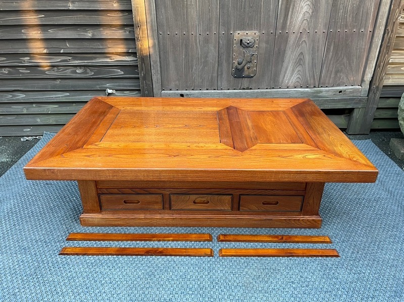 未使用 経年保管品 囲炉裏テーブル 小引き出し付 長火鉢 おかろ 日本  