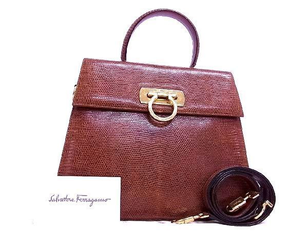 爆買い，安い 1円 極上 本物 Salvatore Ferragamo フェラガモ E210536 ガンチーニ リザード 2WAY ハンドバッグ ショルダー AE2869hN(かばん、バッグ)｜売買されたオークション情報、yahooの商品情報をアーカイブ公開 - かばん、バッグ