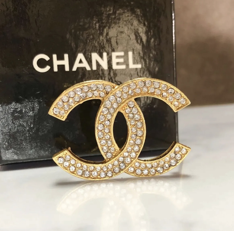 ココマーク ブローチ シャネル ラインストーン CHANEL ゴールド 