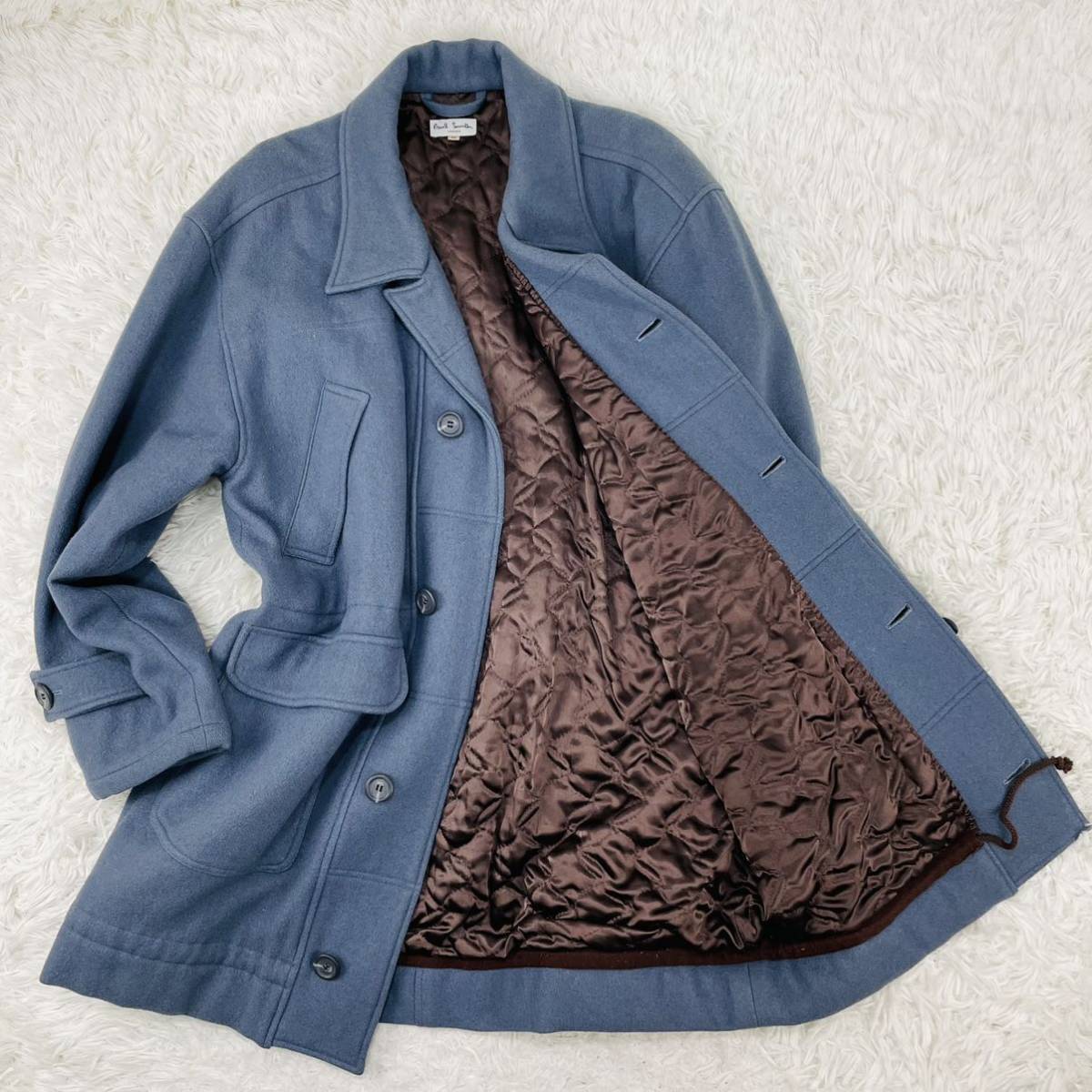 品質保証，100%新品 1円/ PaulSmith/ポールスミス キルティングチェスターコート/肉厚手/M-L/ 色ターコイズブルー/ウール/胸キュン可愛い美シルエット(Mサイズ)｜売買されたオークション情報、yahooの商品情報をアー Mサイズ