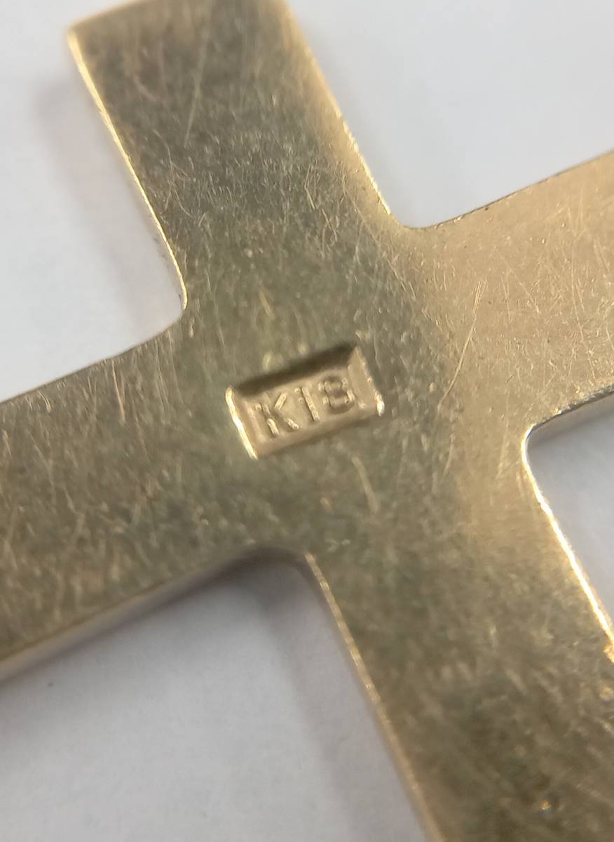 トップ K18 18金 ゴールド 2.7g 十字架 店舗受取可 K18刻印ありクロス