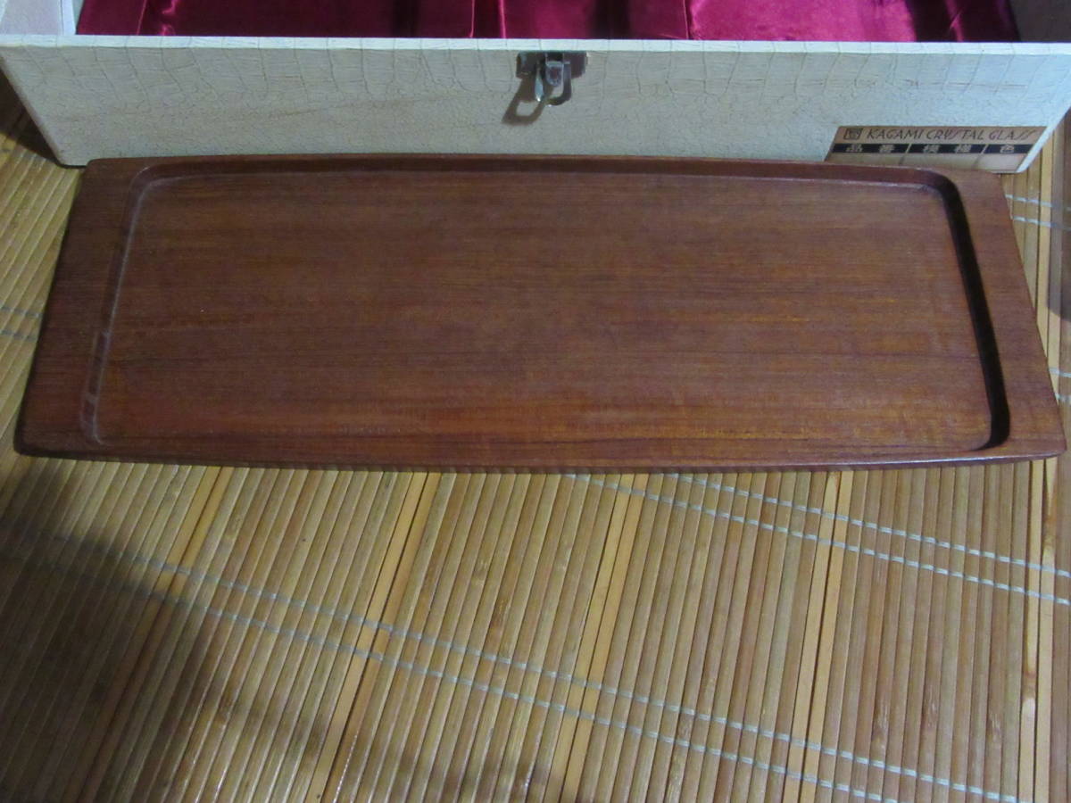 クリスタルガラス 置き型灰皿セット 木製トレイ付き クリスタルガラス