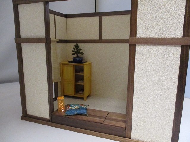 ドールハウス 撮影背景ボード ハンドメイド☆玄関ホール＆リビングの2