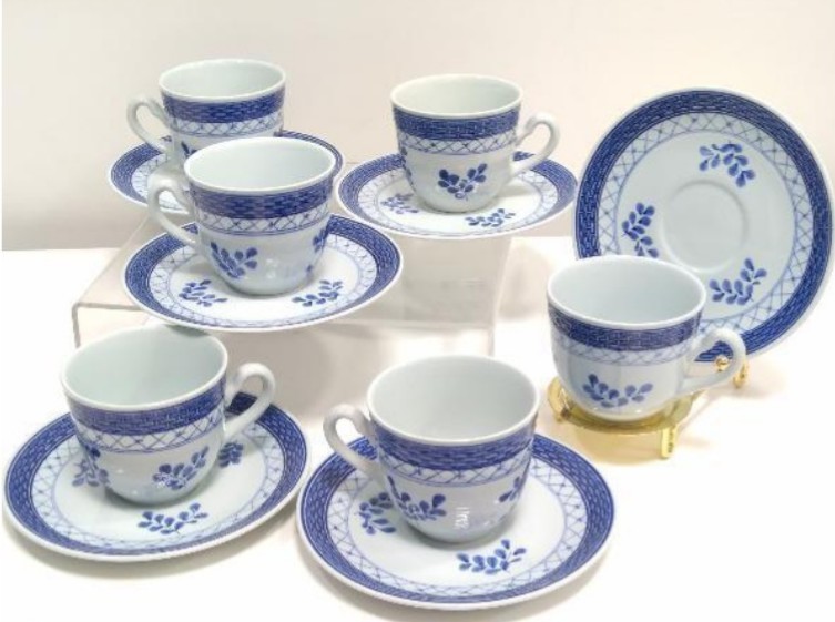 ROYAL COPENHAGEN ロイヤルコペンハーゲン トランクウェーバーブルー カップ&ソーサー フラワー 6客セット 店舗受取可