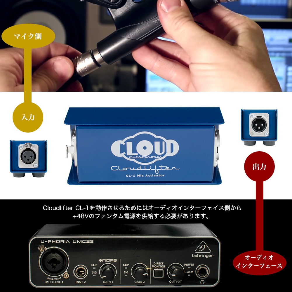 Cloud Microphones Cloudlifter CL-1 XLRケーブル GOTHAM 0.5m付属