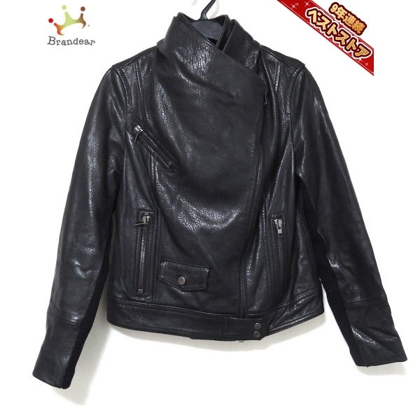 ヴィンス VINCE ライダースジャケット サイズXS - 黒 レディース 長袖/レザー/ジップアップ/春/秋 ジャケット