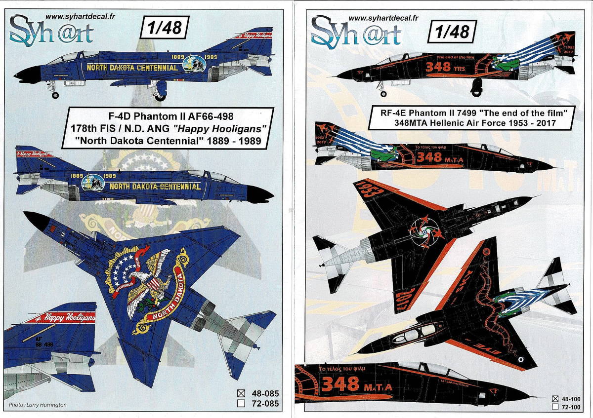 高品質，SALE Syhart Decals シャート デカール 1/48 F-4D Phantom II ノース ダコタ ANG & RF-4E Phantom II ギリシャ空軍 特別塗装機 デカール セット(アメリカ)｜売買されたオークション情報、yahooの商品情報をアーカ アメリカ