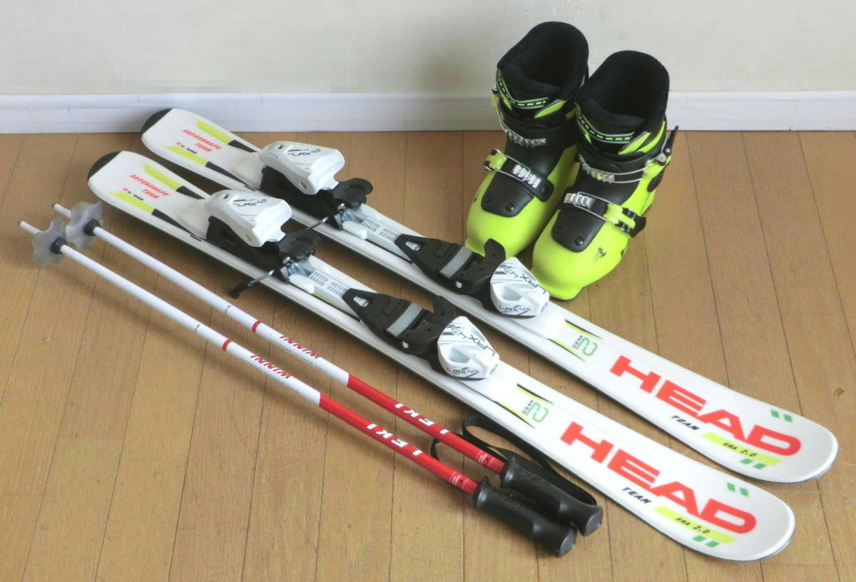 ■■即日発送OK■送料無料■即決■ヘッド/HEAD■子供用カービングスキー4点セット■板97/靴19.5■WAX済■■