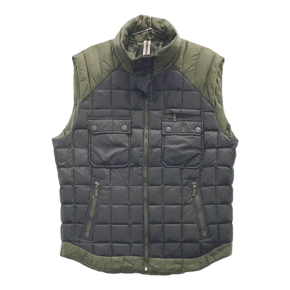 【1円】JUST cavalli ジャスト カヴァリ ダウンベスト 裏地 総柄 カーキ系 52 [240001658338]