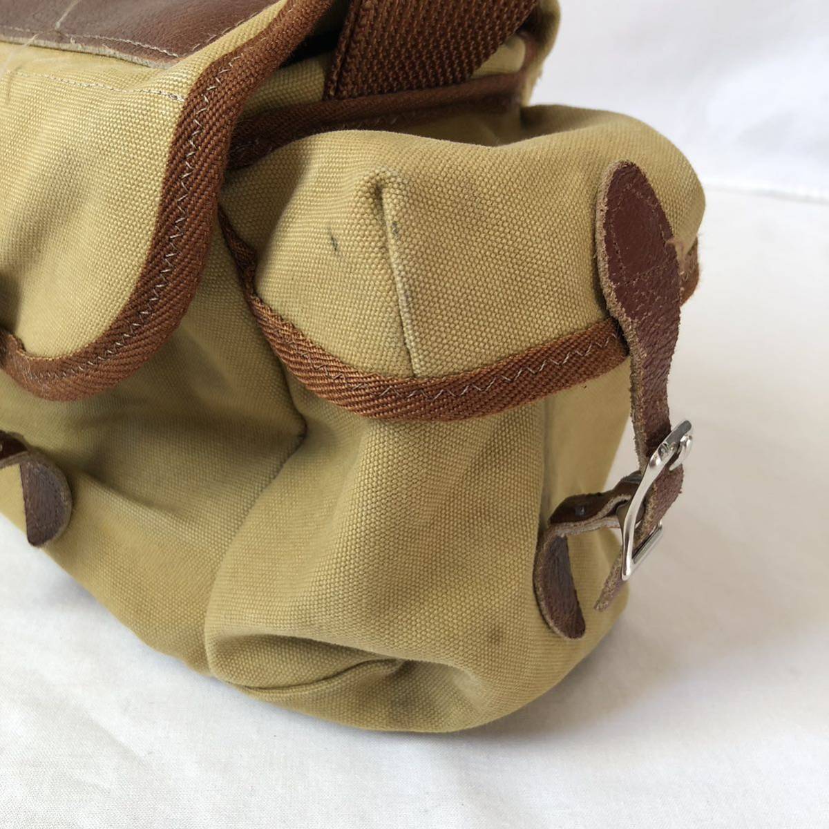 80s 90s Eddie Bauer キャンバス × レザー ショルダーバッグ 