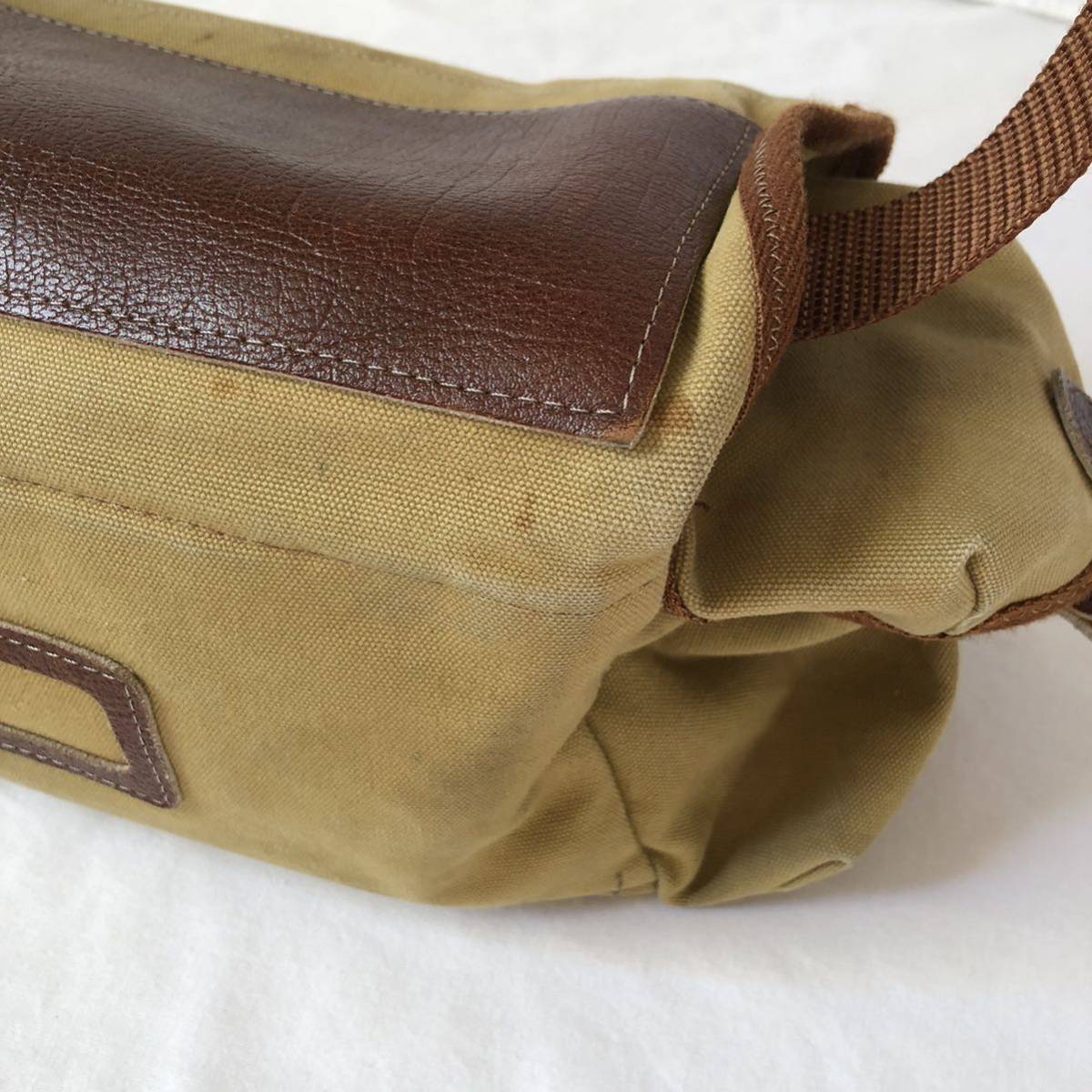 80s 90s Eddie Bauer キャンバス × レザー ショルダーバッグ 