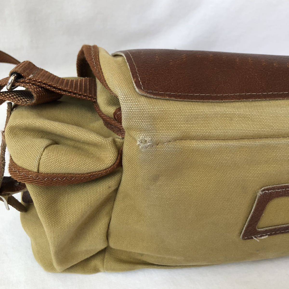 80s 90s Eddie Bauer キャンバス × レザー ショルダーバッグ 