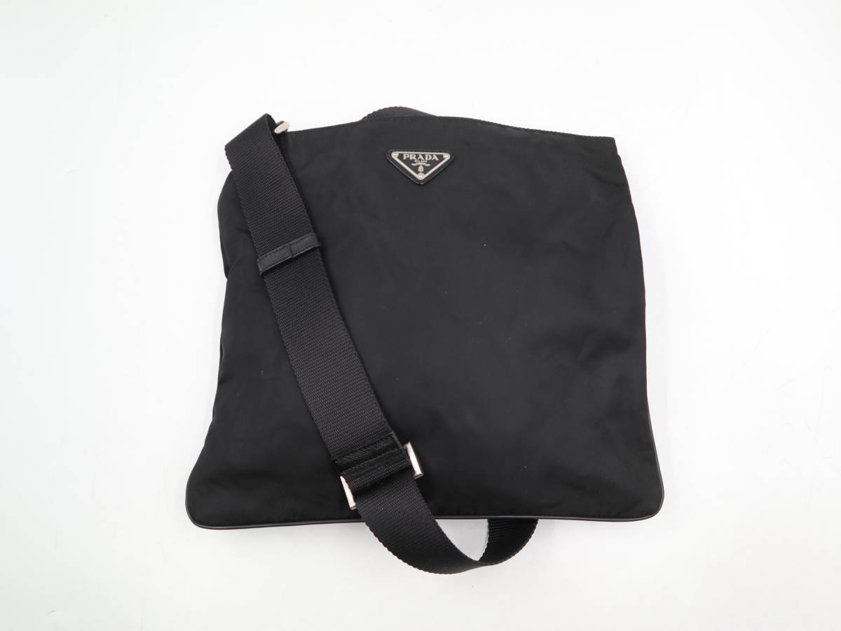 ☆PRADA プラダ ショルダーバッグ ナイロン 三角ロゴプレート 黒 