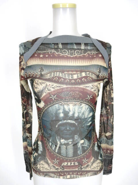 JPG by Jean Paul GAULTIER インディアン柄パワーネット長袖カットソー