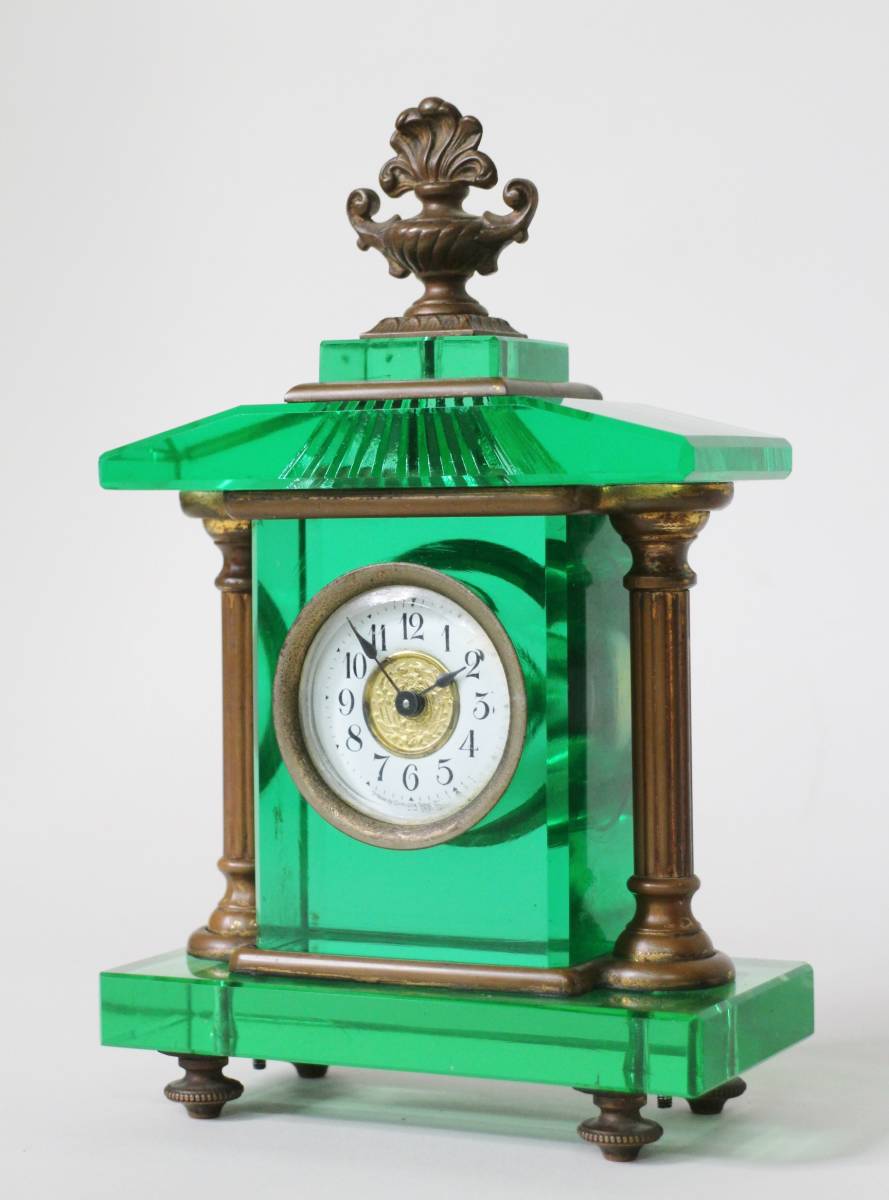 アンティーク ウランガラス 精工舎 セイコー 手巻置時計 アンティーク