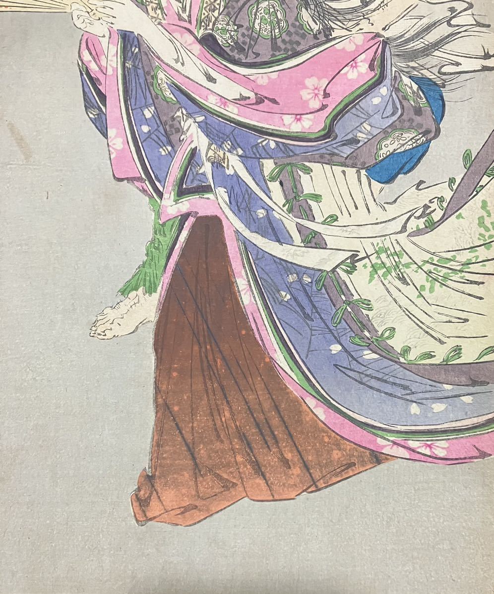 &&明治期/真作 本物浮世絵木版画「月耕随筆 小野小町雨乞」尾形月耕