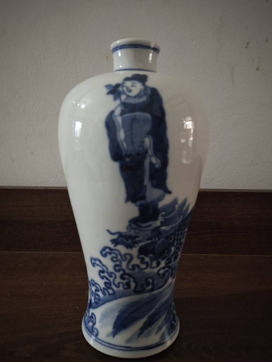蔵出し 中国美術 青花 鴻・伝来Q4293陶芸 染付 唐物 清青花龍紋人物梅