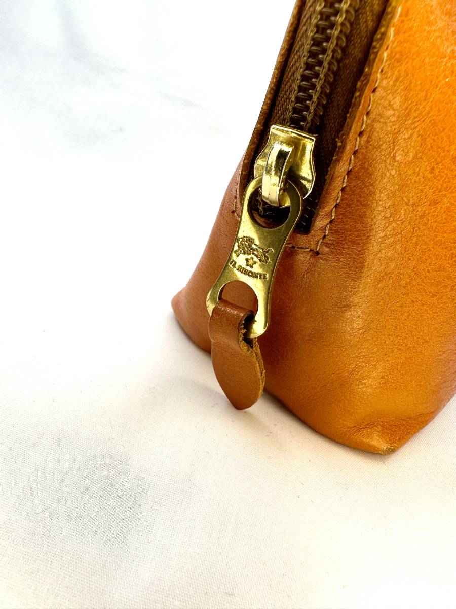 IL BISONTE イルビゾンテ レザーポーチ ナチュラル ブラウン オレンジ