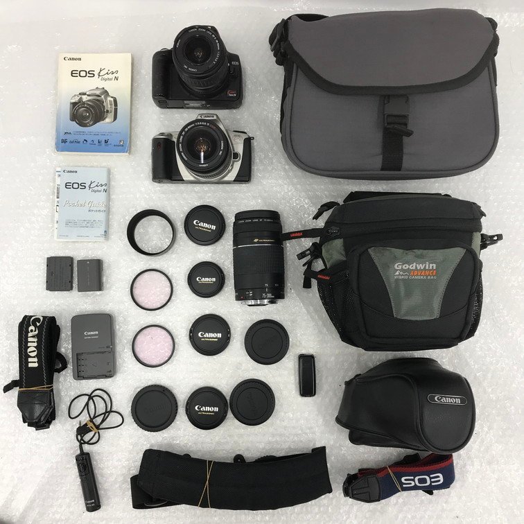 【ALAW7036】Canon　キヤノン　EOS / EOS Kiss Ⅲ　レンズ・レンズフィルター・ケース・バッグ付き　通電〇