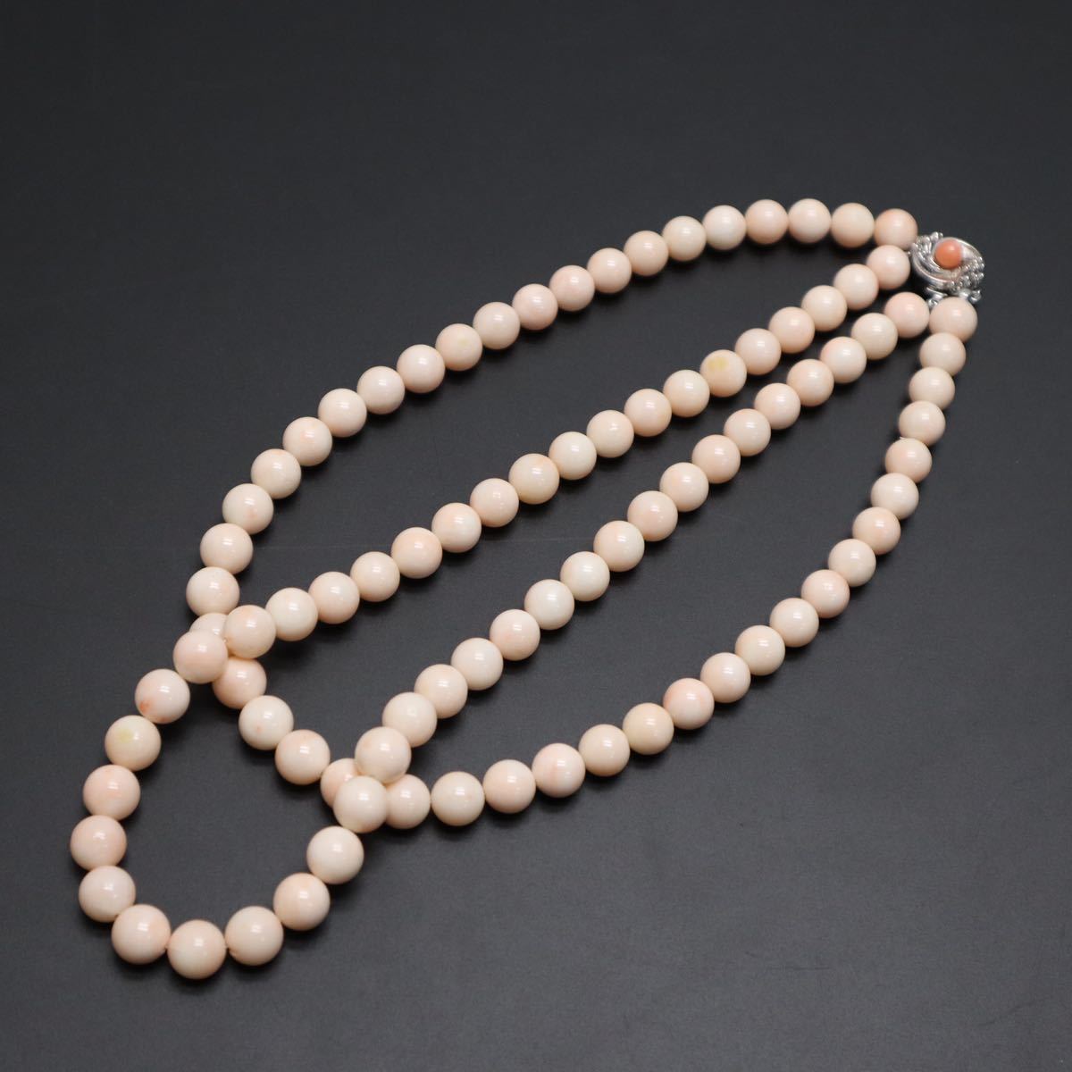 珊瑚 ¥1 シルバー刻印有り アクセサリー☆留具 サンゴ☆ネックレス 
