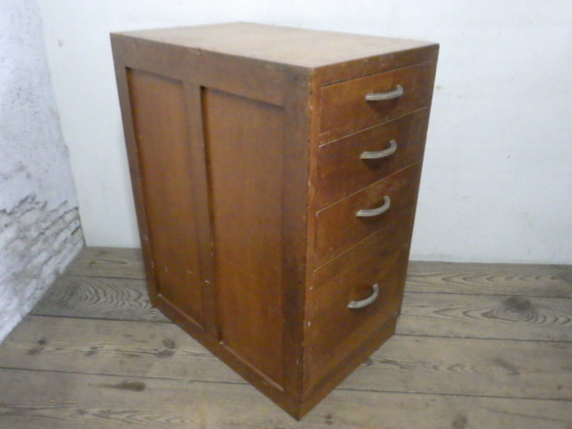タZ0678◇H76cm◇引き出し4杯◇レトロな古い木製チェスト◇収納