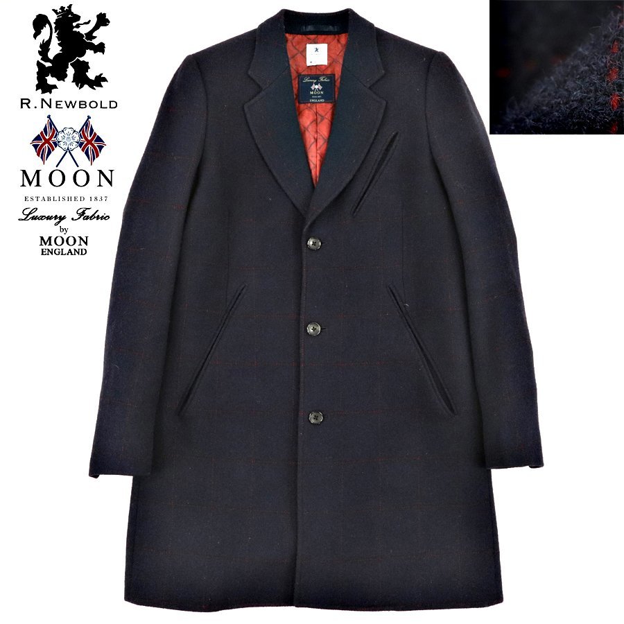 相場価格￥50，000- 美品 R.NEWBOLD ポールスミス MOON社製 ウール チェスターコート ネイビー 紺 S メンズ 紳士 正規品